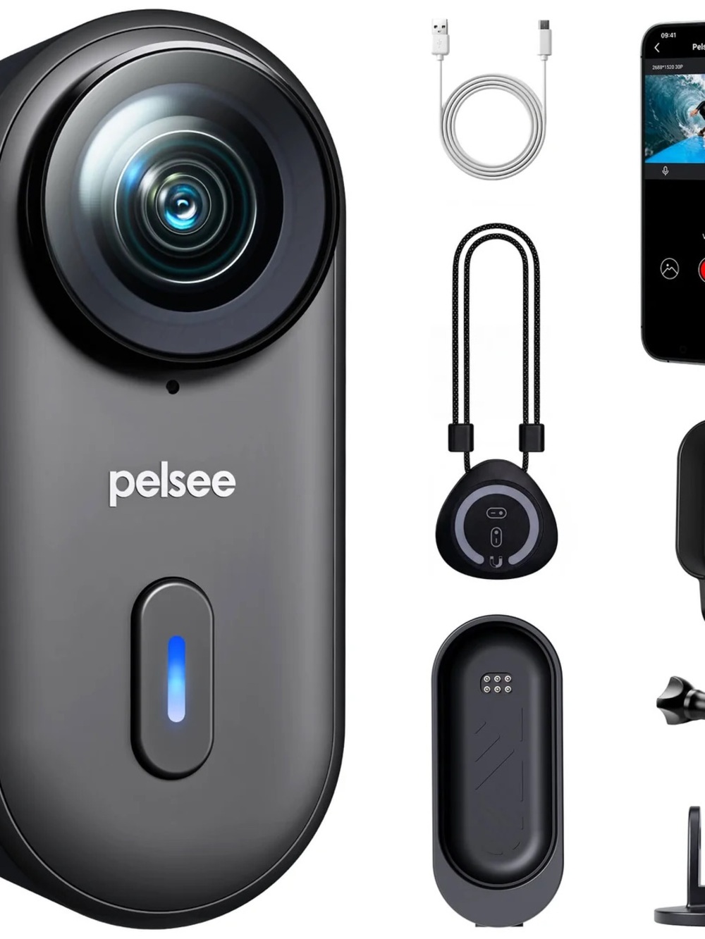else Compact Action Camera in Black with Green Lens